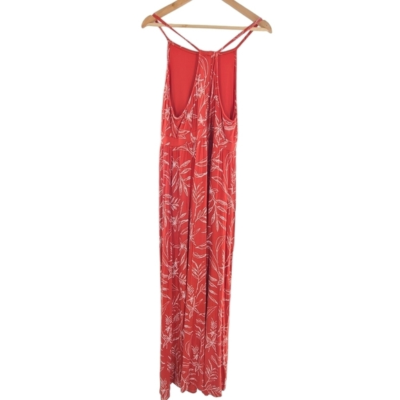 Old Navy Orange White Floral Halter Neck Stretchy Maxi Dress Maternity Medium. - Picture 4 of 4